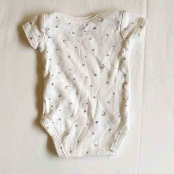 carter's neutral newborn moon & stars cotton short sleeve bodysuit diaper shirt - Picture 6 of 6